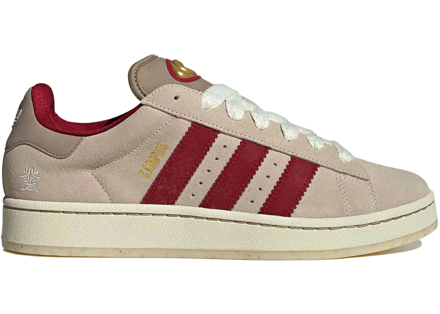 アディダス 校庭 マルーン 皮膚軟化剤 白いこと 白いこと ゴールド スニーカー メンズ ADIDAS CAMPUS 00S YEAR OF THE SNAKE / ACTIVE MAROON CREAM WHITE GOLD