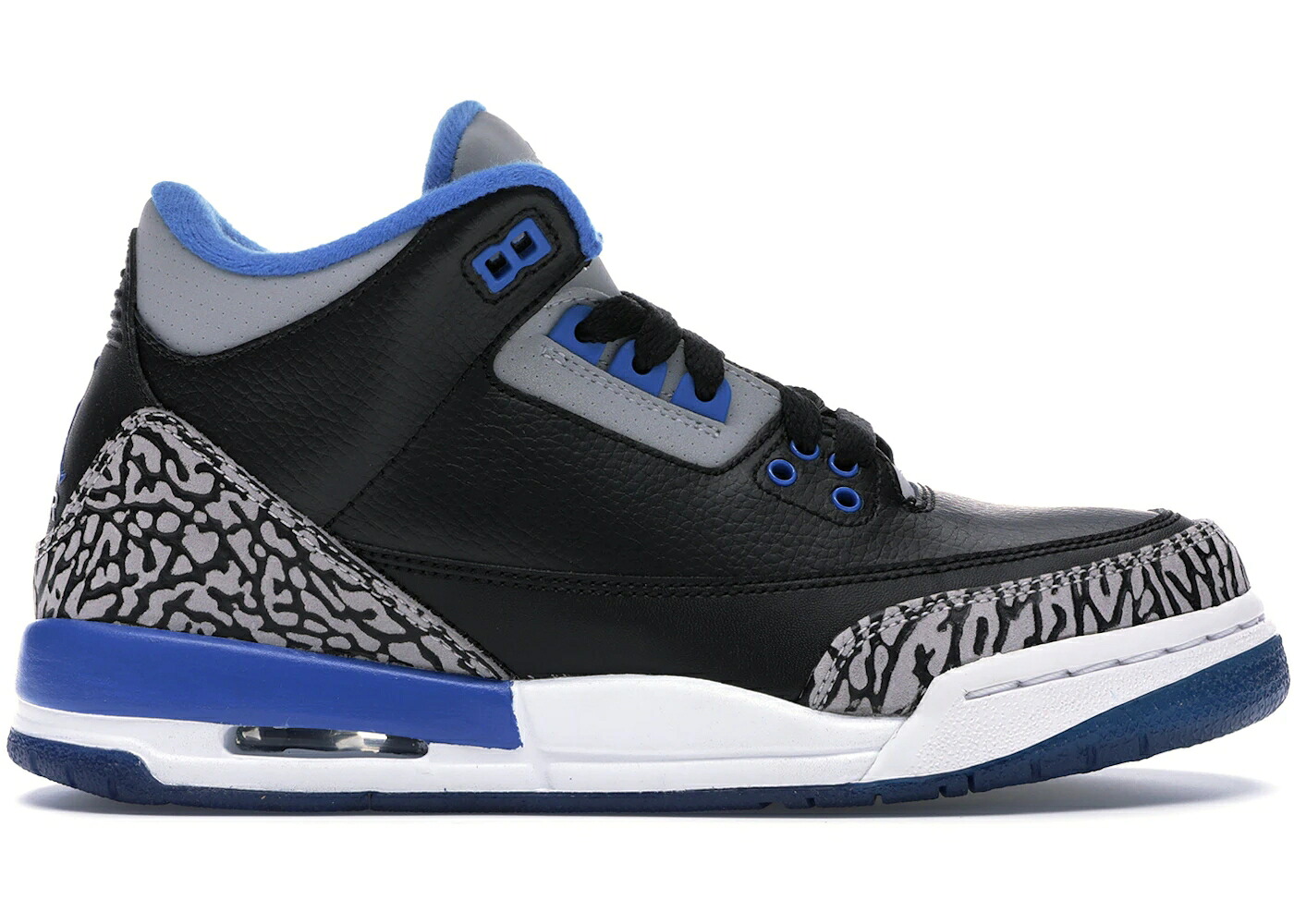 ナイキ ジョーダン 青色 ブルー 黒色 ブラック 灰色 グレー ジュニア キッズ JORDAN 3 RETRO SPORT BLUE (GS) / BLACK SPORT BLUE WOLF GREY ベビー マタニティ スニーカー｜スニケス