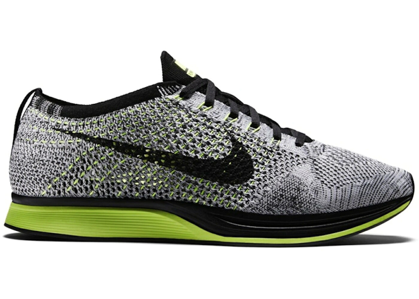 ナイキ フライニット 黒色 ブラック 白色 ホワイト スニーカー メンズ NIKE FLYKNIT RACER OREO VOLT / BLACK WHITE VOLT|スニケス