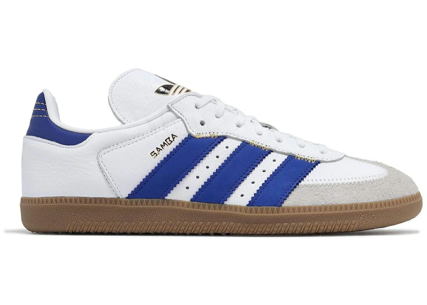 アディダス サンバ ロゴタイプ 白いこと 白いこと 青味 青み ゴールド スニーカー メンズ ADIDAS SAMBA OG OVERSIZED LOGO CLOUD WHITE / CLOUD WHITE SEMI LUCID BLUE GOLD