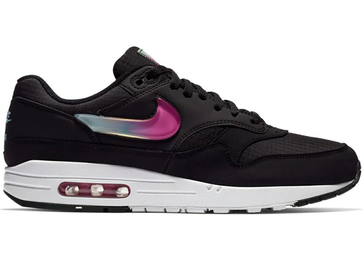 ナイキ マックス 黒色 ブラック 青色 ブルー エアマックス スニーカー メンズ NIKE AIR MAX 1 JELLY JEWEL BLACK / BLACK ACTIVE FUCHSIA BLUE GAZE