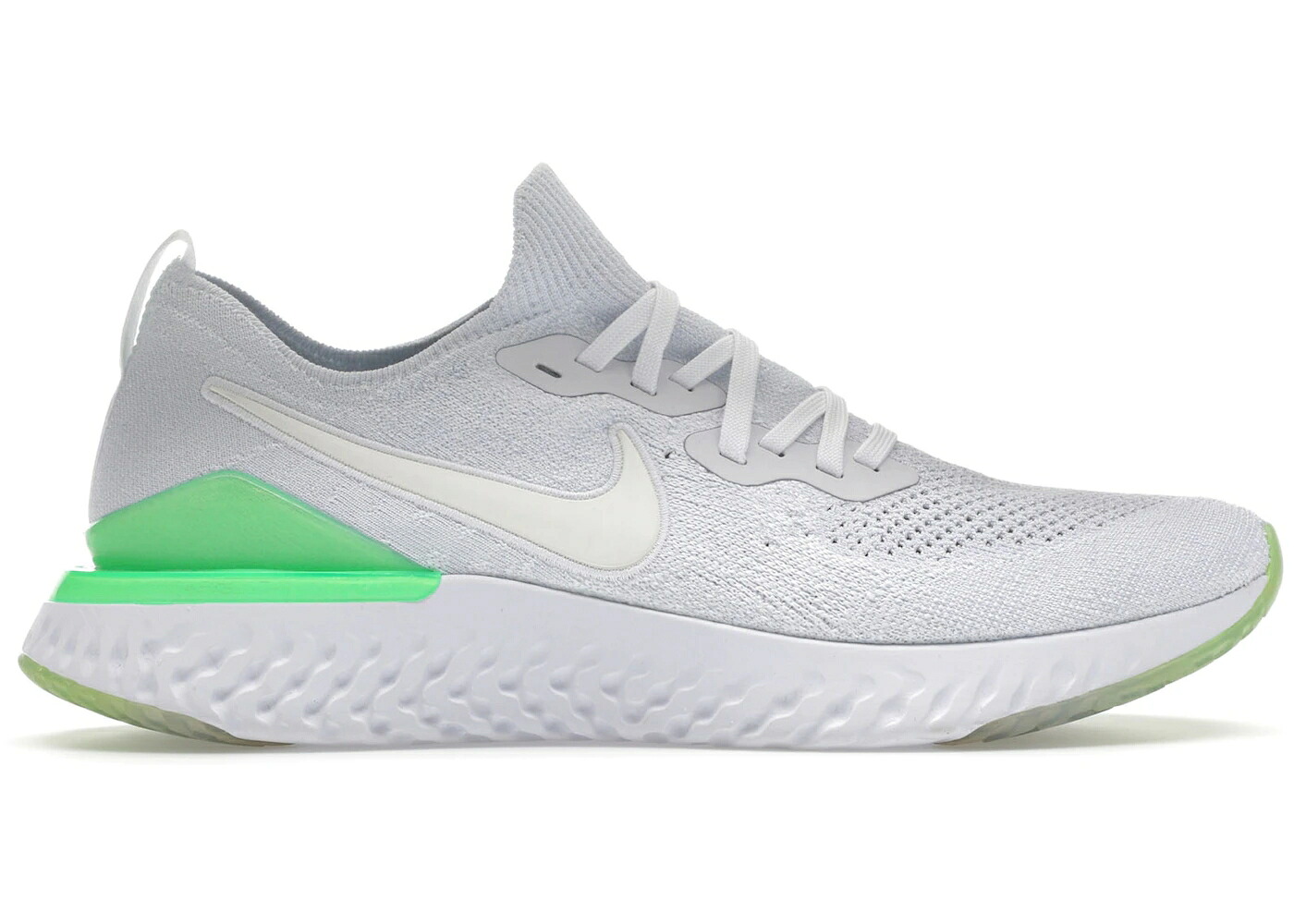 ナイキ エピック リアクト フライニット 白色 ホワイト ライム ブラスト スニーカー メンズ NIKE EPIC REACT FLYKNIT 2 8-BIT / WHITE WHITE LIME BLAST｜スニケス
