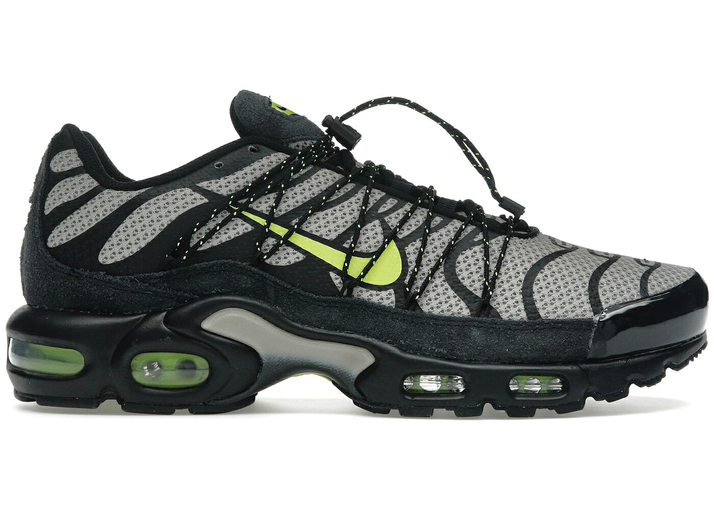 ナイキ マックス 黒いこと 黒いこと 単科大学 薄墨色 薄墨色 エアマックスプラス スニーカー メンズ NIKE AIR MAX PLUS UTILITY BLACK COLLEGE GREY VOLT / BLACK COLLEGE GREY VOLT