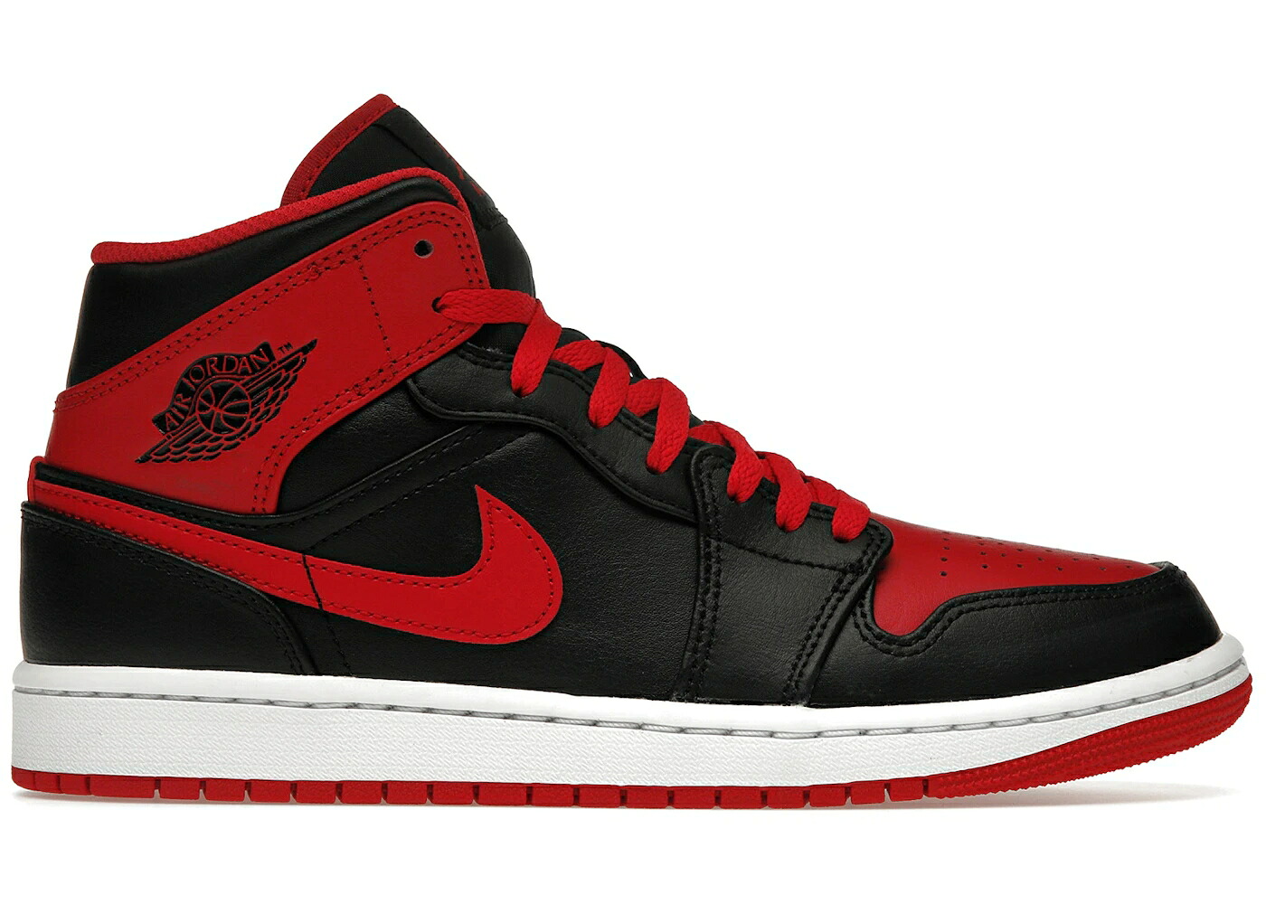 ナイキ ジョーダン ミッド 黒色 ブラック ファイア 赤 レッド 白色 ホワイト スニーカー メンズ JORDAN 1 MID ALTERNATE BRED (2022) / BLACK FIRE RED WHITE|スニケス