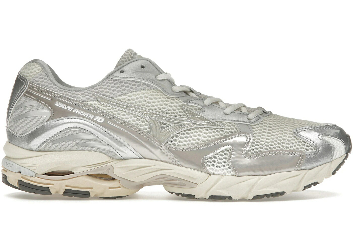 ミズノ ウェーブ ウェイブ 白色 ホワイト 砂色 サンド スニーカー メンズ MIZUNO WAVE RIDER 10 METALLIC SNOW WHITE / MIZUNO SNOW WHITE WHITE SAND
