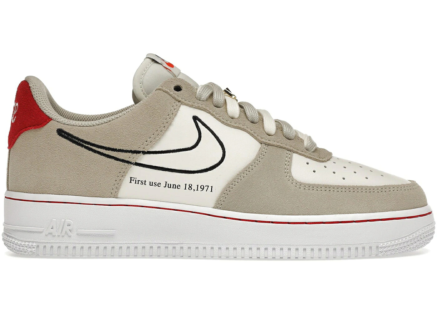 ナイキ 赤 赤いこと 黒いこと 黒いこと 空軍 スニーカー メンズ NIKE AIR FORCE 1 LOW FIRST USE LIGHT SAIL RED / LIGHT STONE BLACK SAIL