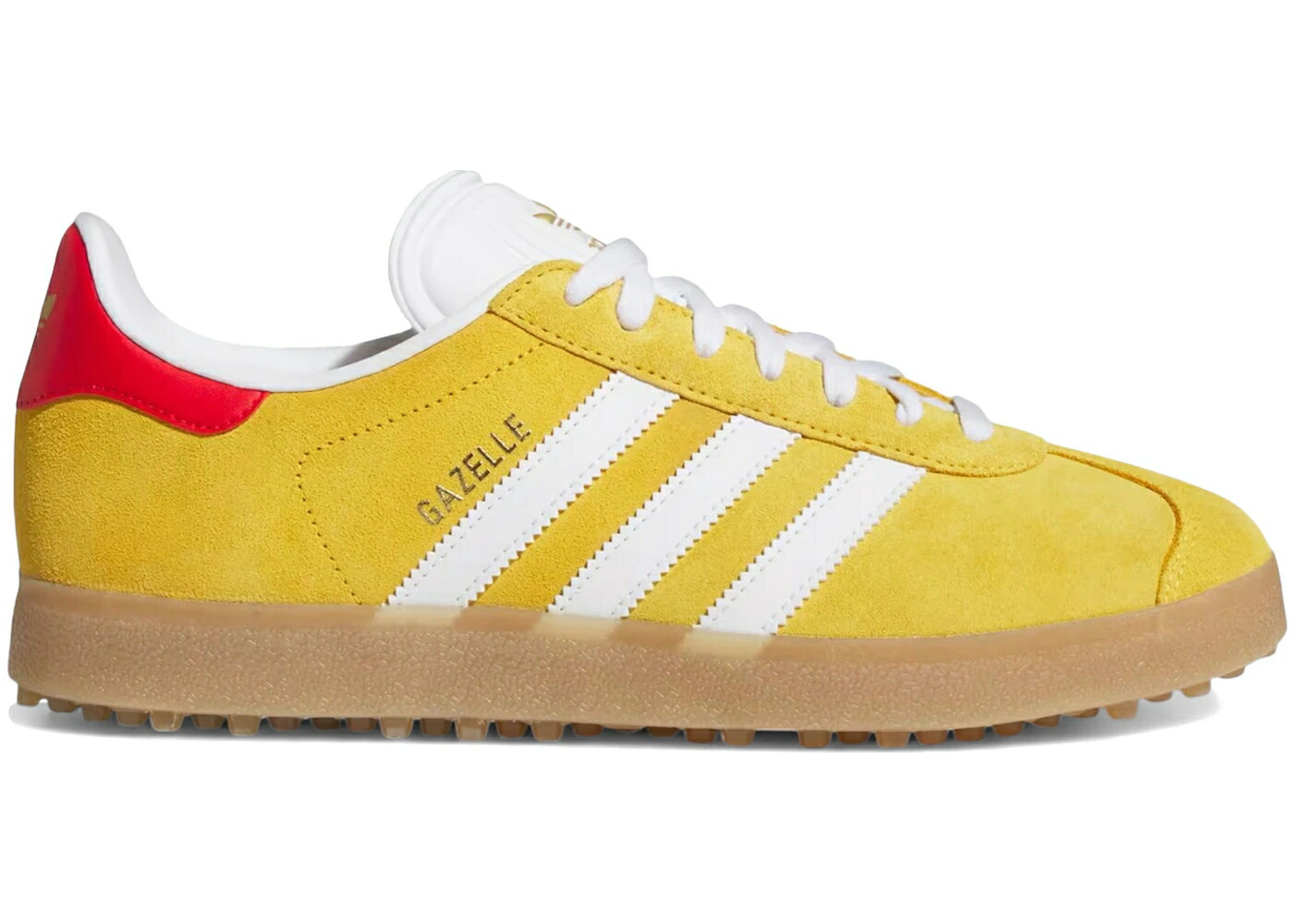 アディダス ガゼル ゴルフ ゴールド 白色 ホワイト スニーカー メンズ ADIDAS GAZELLE SPIKELESS GOLF BOLD GOLD WHITE BETTER SCARLET / BOLD GOLD CLOUD WHITE BETTER