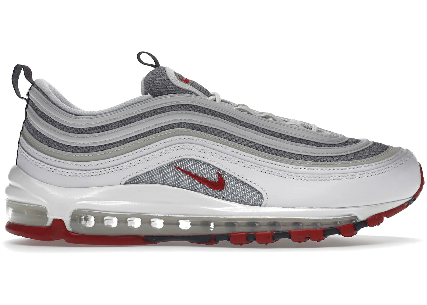 ナイキ マックス 白色 ホワイト ブレット 銀色 シルバー 赤 レッド エアマックス スニーカー メンズ NIKE AIR MAX 97 WHITE BULLET / WHITE SILVER VARSITY RED|スニケス
