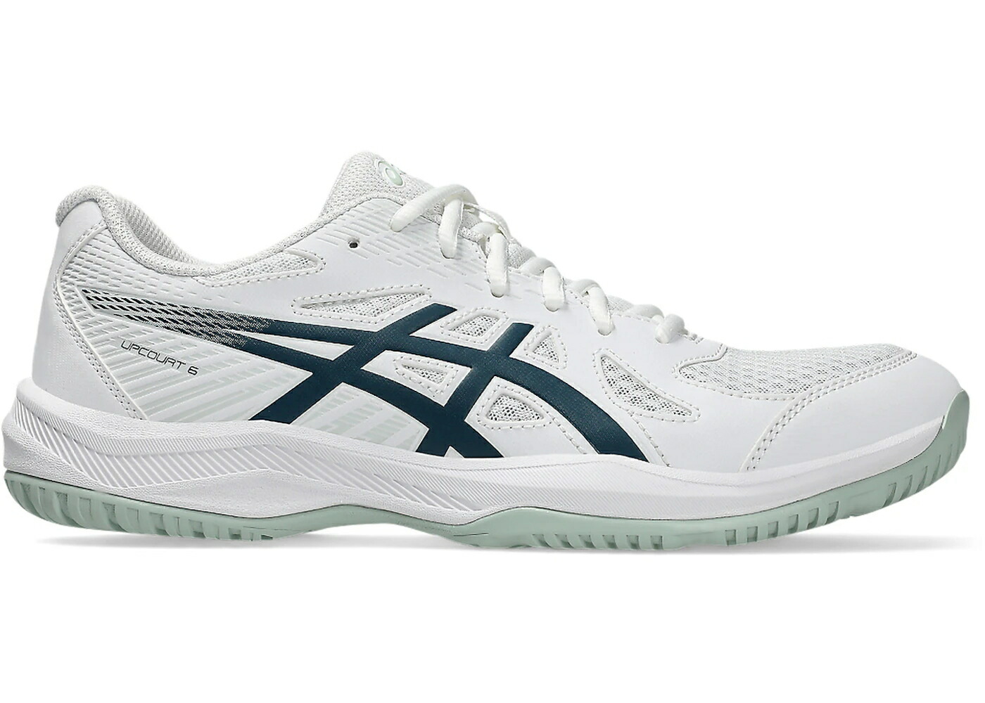 アシックス 白色 ホワイト スニーカー メンズ ASICS UPCOURT 6 WHITE TRANQUIL TEAL / WHITE TRANQUIL TEAL