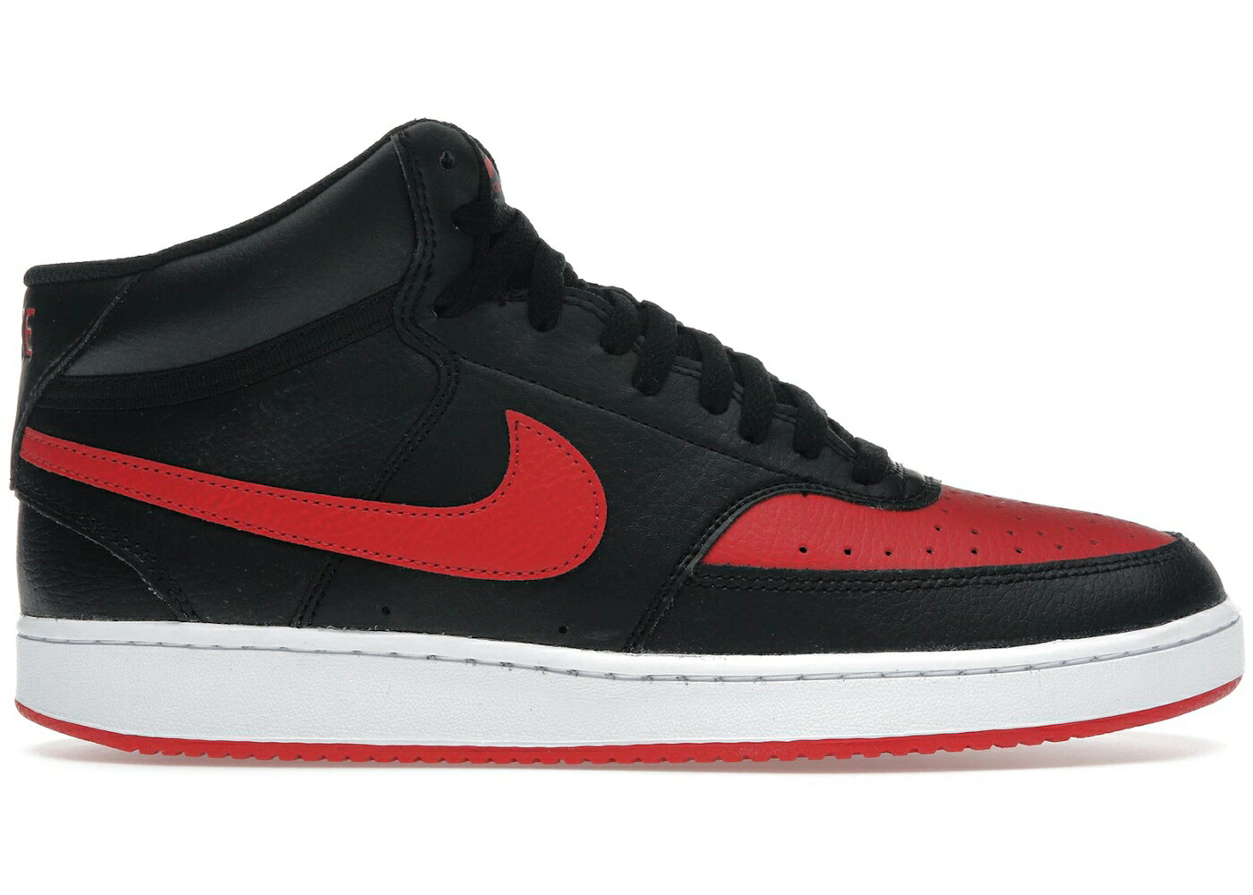 ナイキ コート ミッド 黒色 ブラック 赤 レッド 白色 ホワイト スニーカー メンズ NIKE COURT VISION MID BRED / BLACK UNIVERSITY RED WHITE