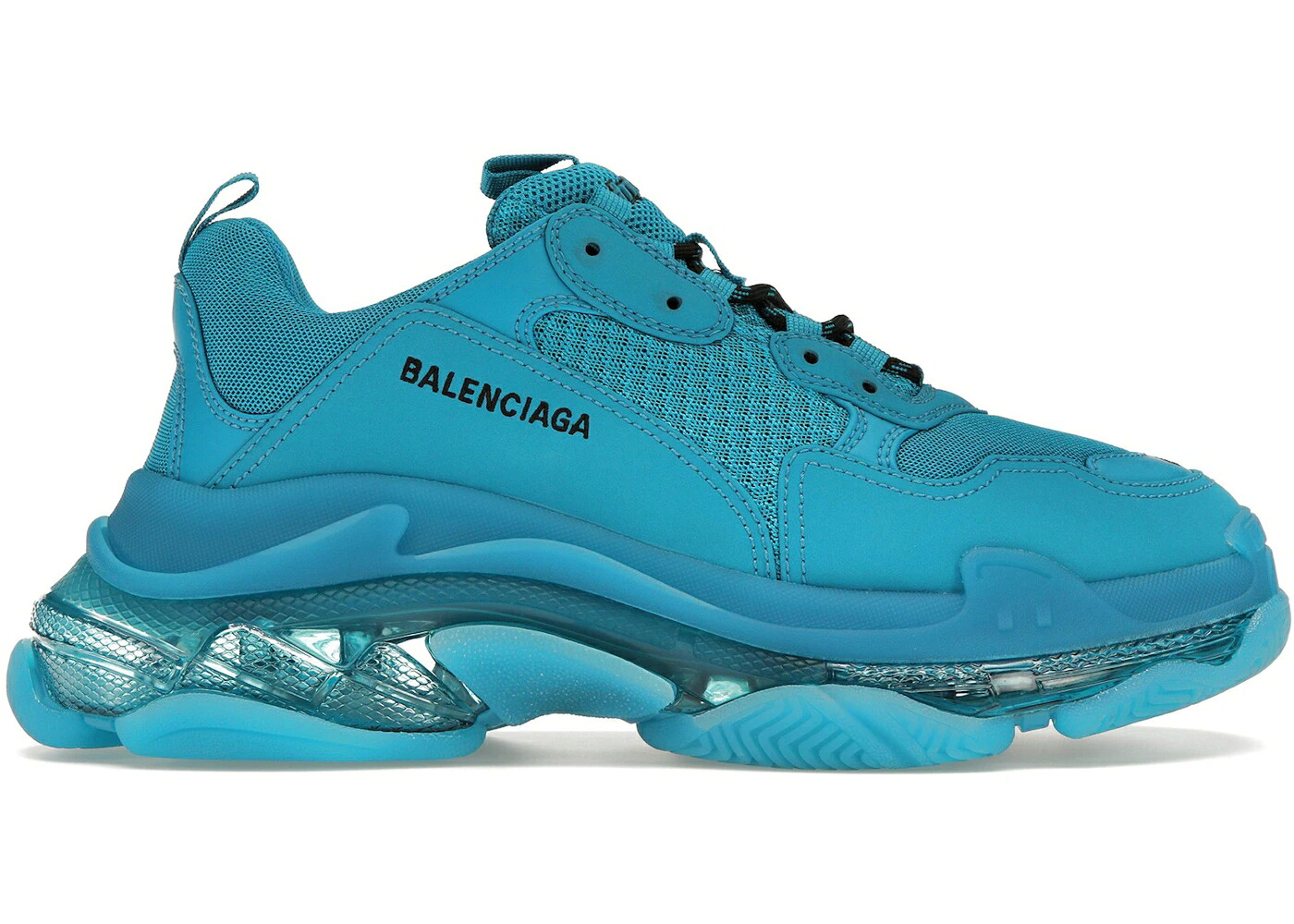 バレンシアガ 青み 青色 スニーカー メンズ BALENCIAGA TRIPLE S CLEAR SOLE TEAL BLUE /