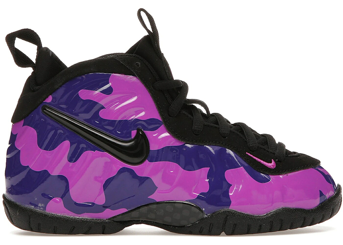 ナイキ プロ 紫 パープル カモ柄 黒色 ブラック コート バイオレット ジュニア キッズ NIKE AIR LITTLE POSITE PRO PURPLE CAMO (PS) / BLACK COURT PURPLE HYPER VIOLET ベビー マタニティ スニーカー｜スニケス