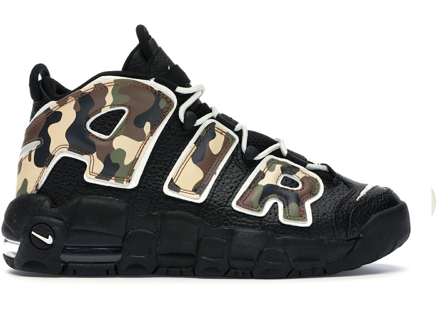 ナイキ アップテンポ カモ柄 黒色 ブラック エアモアアップテンポ モアテン ジュニア キッズ NIKE AIR MORE UPTEMPO 96 CAMO (GS) / BLACK SAIL LIGHT BRITISH TAN ベビー マタニティ スニーカー