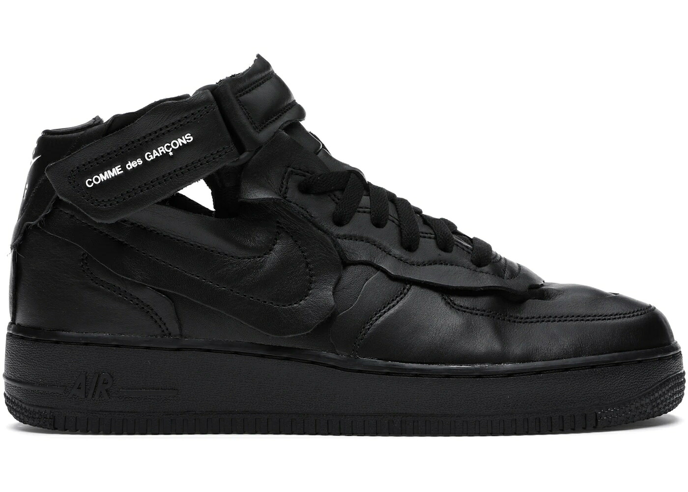 ナイキ ミッド 黒色 ブラック 白色 ホワイト エアフォース コムデギャルソン スニーカー メンズ NIKE AIR FORCE 1 MID COMME DES GARCONS BLACK / BLACK BLACK WHITE BLACK｜スニケス