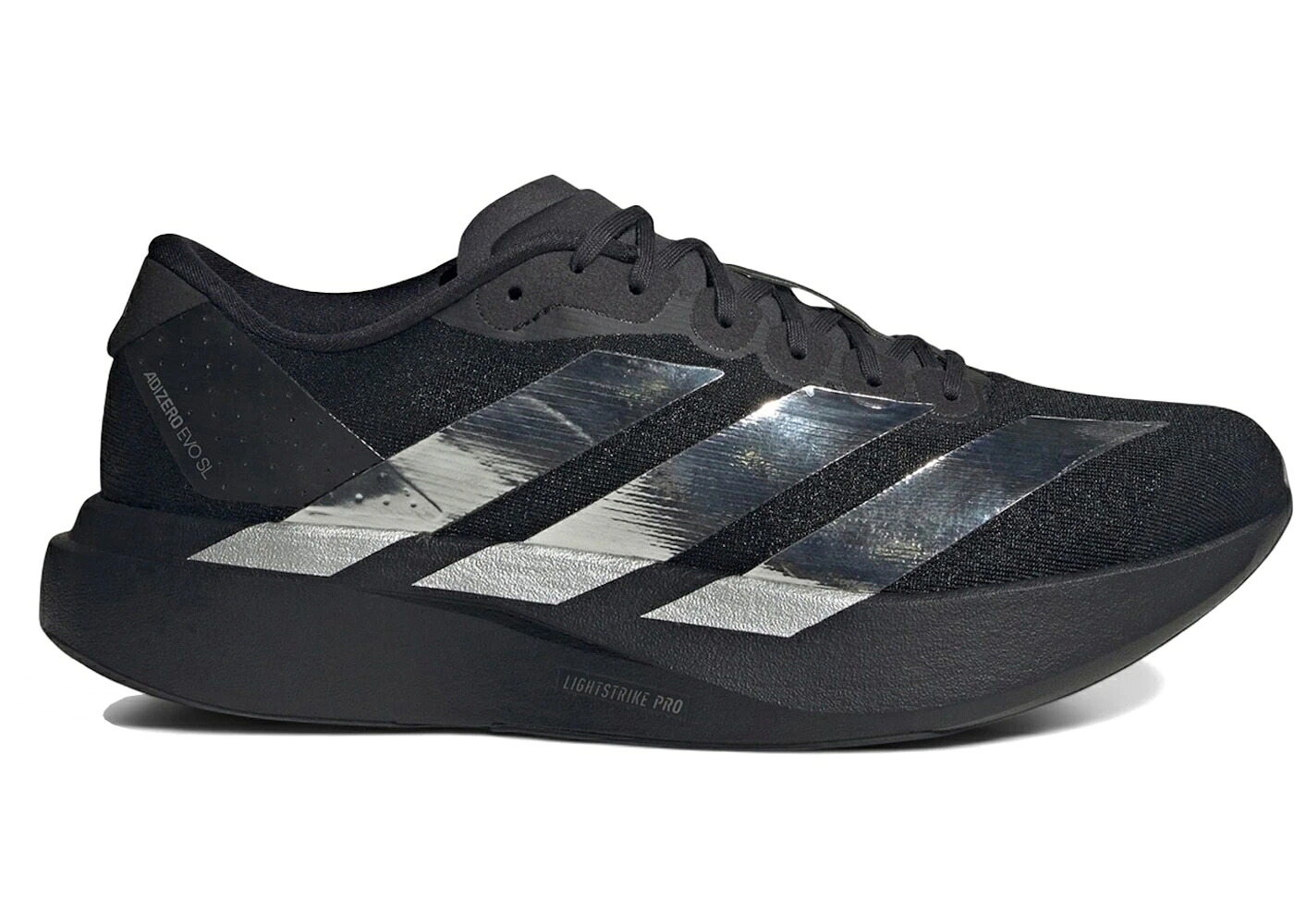 アディダス アディゼロ 黒いこと 黒いこと しろがね色 しろがね色 中核グループ スニーカー メンズ ADIDAS ADIZERO EVO SL METALLIC STRIPES BLACK SILVER / CORE BLACK SILVER METALLIC IRON