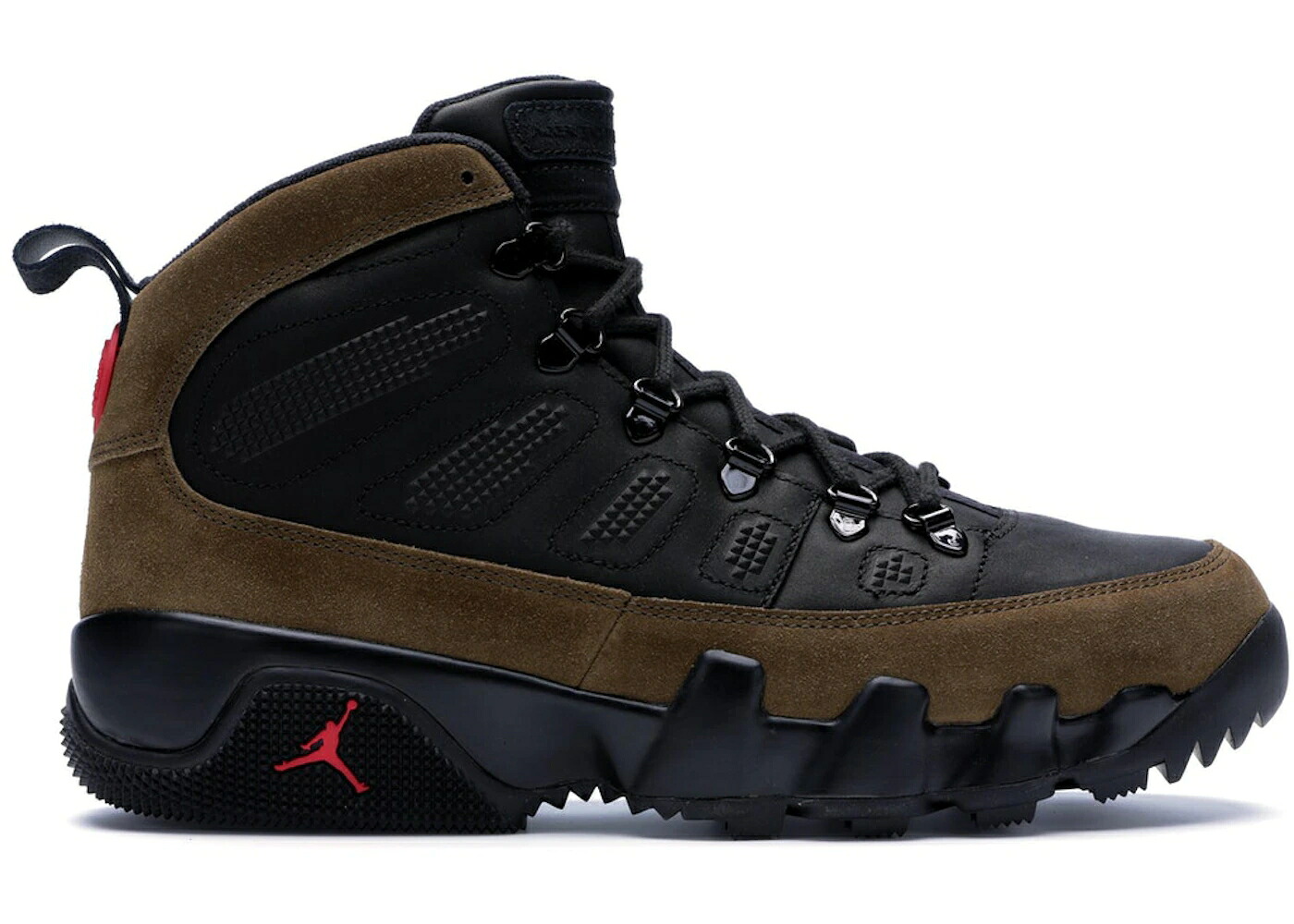 ナイキ ジョーダン ブーツ オリーブ 黒色 ブラック 赤 レッド スニーカー メンズ JORDAN 9 RETRO BOOT NRG OLIVE / BLACK LIGHT OLIVE TRUE RED｜スニケス