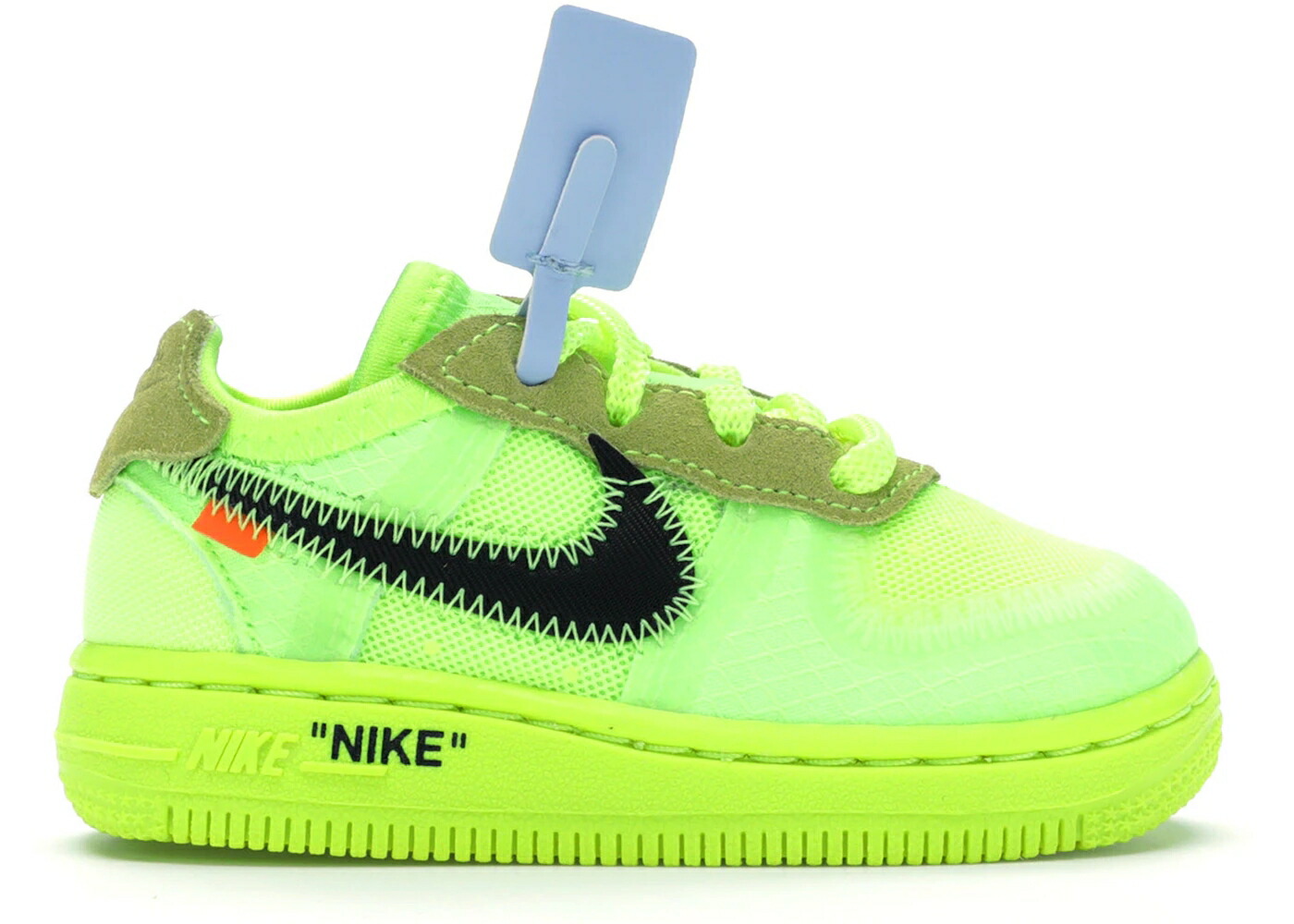 ナイキ オフホワイト 翡翠 ジェード 黒色 ブラック エアフォース ジュニア キッズ NIKE AIR FORCE 1 LOW OFF-WHITE VOLT (TD) / VOLT HYPER JADE CONE BLACK