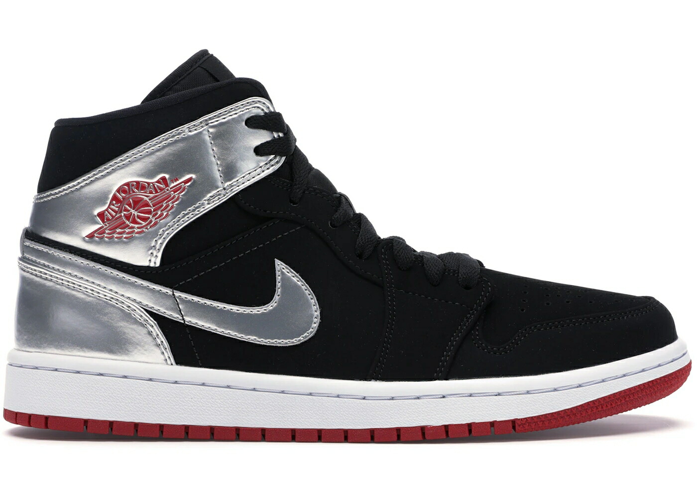 ナイキ ジョーダン ミッド 黒色 ブラック 赤 レッド 銀色 シルバー スニーカー メンズ JORDAN 1 MID JOHNNY KILROY / BLACK GYM RED METALLIC SILVER