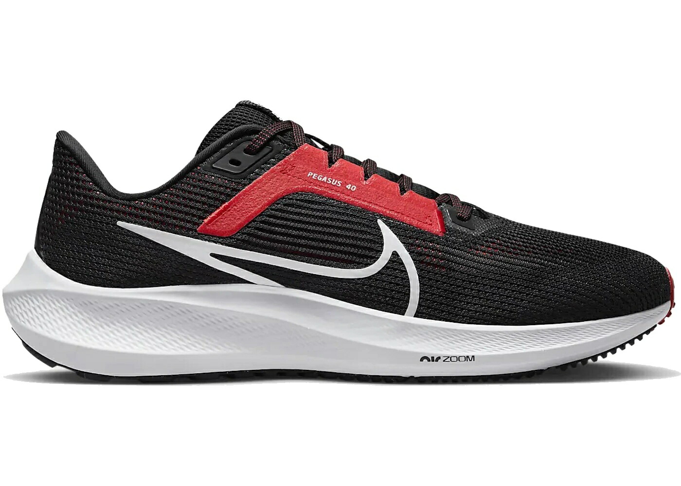ナイキ ズーム ペガサス 黒色 ブラック クリムゾン 白色 ホワイト ズームペガサス スニーカー メンズ NIKE AIR ZOOM PEGASUS 40 BLACK LIGHT CRIMSON / BLACK LIGHT CRIMSON WHITE