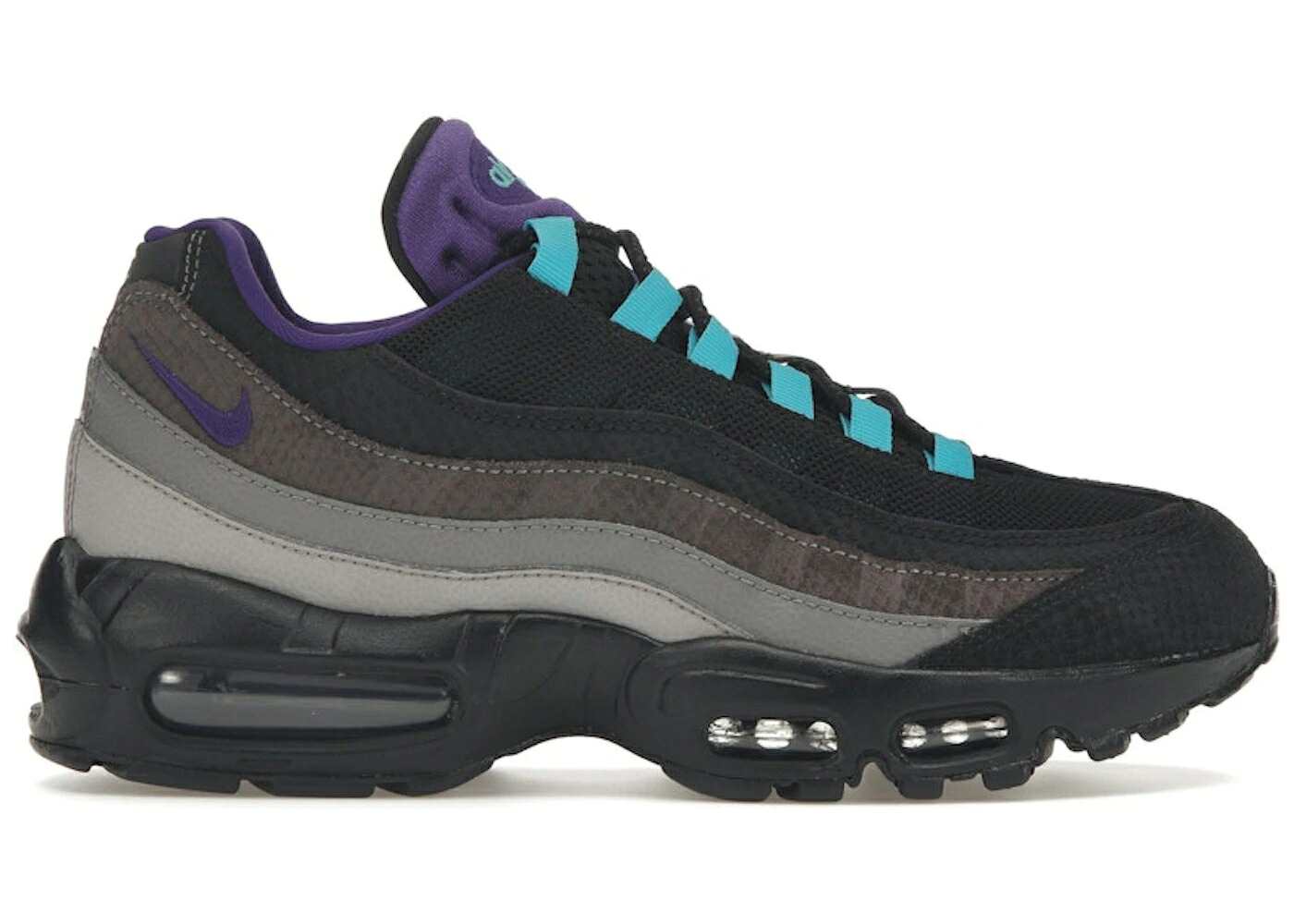 ナイキ マックス 黒色 ブラック コート 紫 パープル エアマックス スニーカー メンズ NIKE AIR MAX 95 BLACK COURT PURPLE TEAL NEBULA / BLACK COURT PURPLE TEAL NEBULA|スニケス