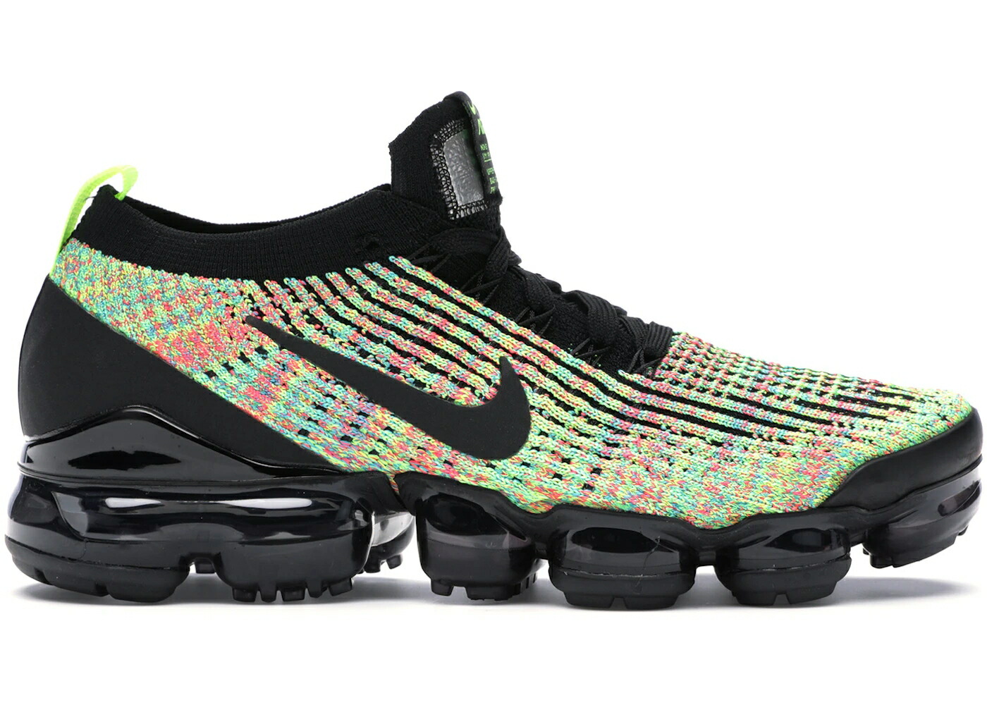 ナイキ フライニット 黒色 ブラック 青色 ブルー エアヴェイパーマックス WOMEN スニーカー レディース NIKE AIR VAPORMAX FLYKNIT 3 MULTI-COLOR (WOMEN) / BLACK BLACK VOLT BLUE LAGOON