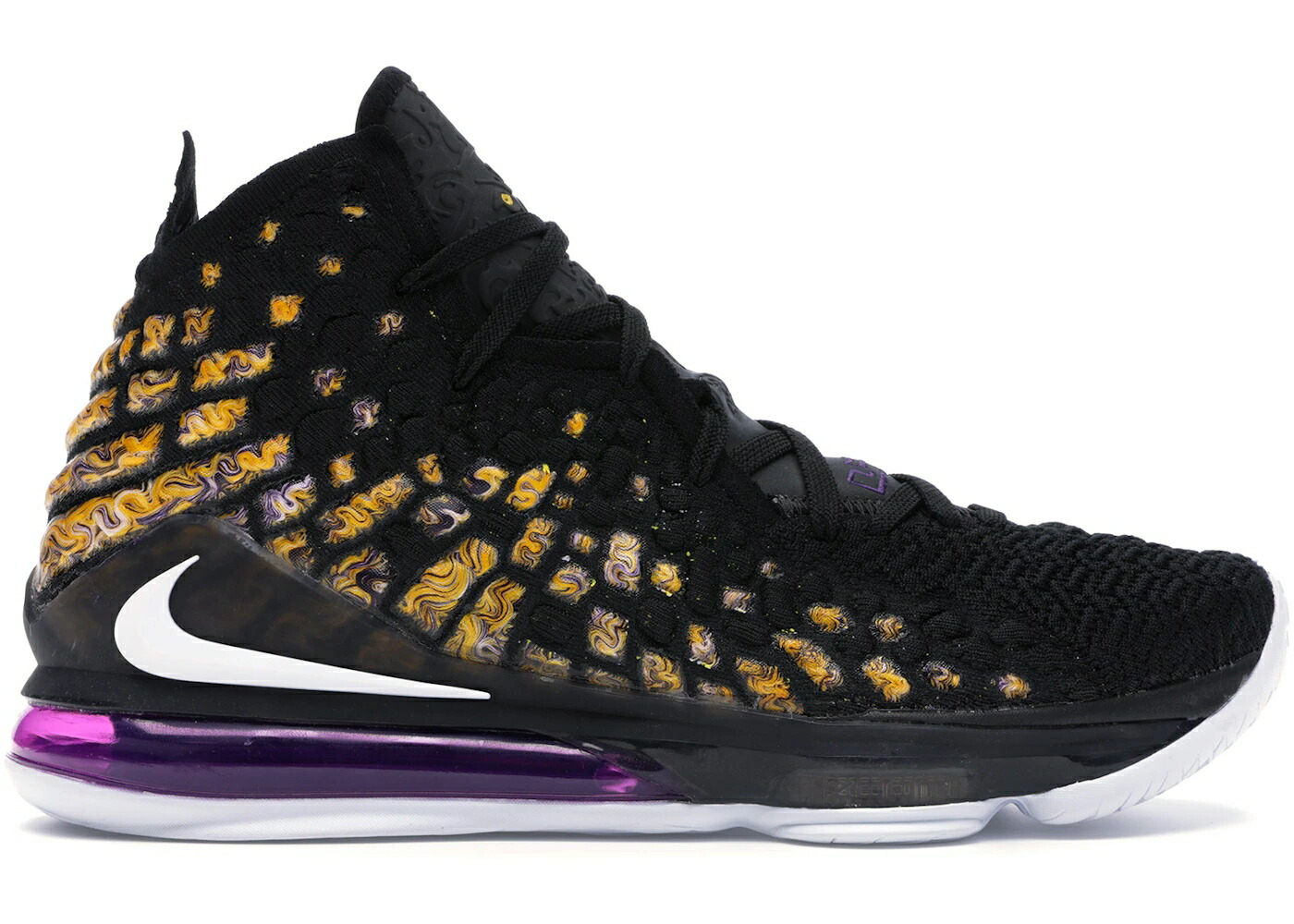 ナイキ レブロン レイカーズ 黒色 ブラック 白色 ホワイト スニーカー メンズ NIKE LEBRON 17 LAKERS / BLACK WHITE EGGPLANT AMARILLO
