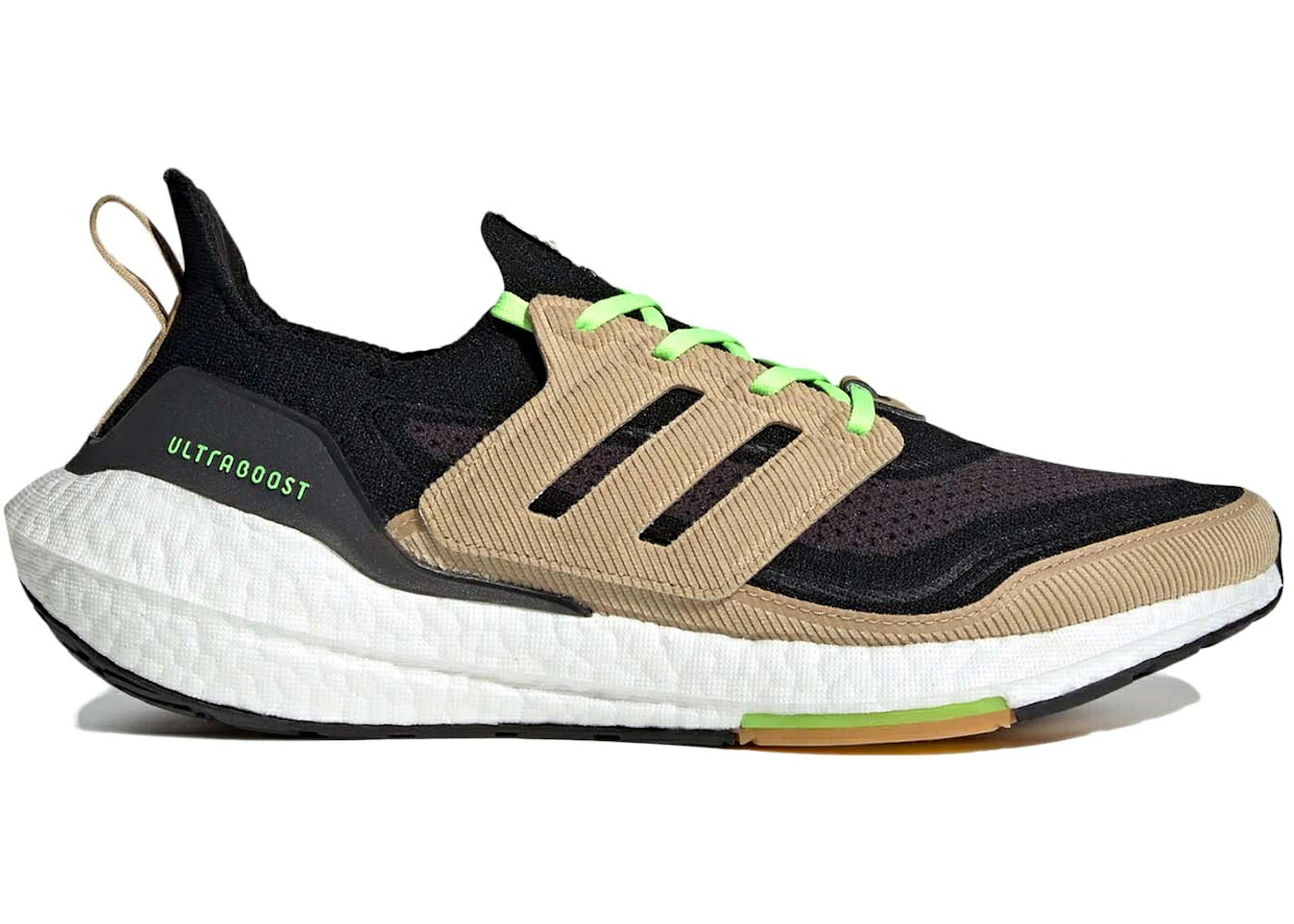 アディダス ウルトラ ブースト 黒色 ブラック ベージュ 緑 グリーン コア ウルトラブースト スニーカー メンズ ADIDAS ULTRA BOOST 21 BLACK BEIGE TONE GREEN / CORE BLACK BEIGE TONE SIGNAL