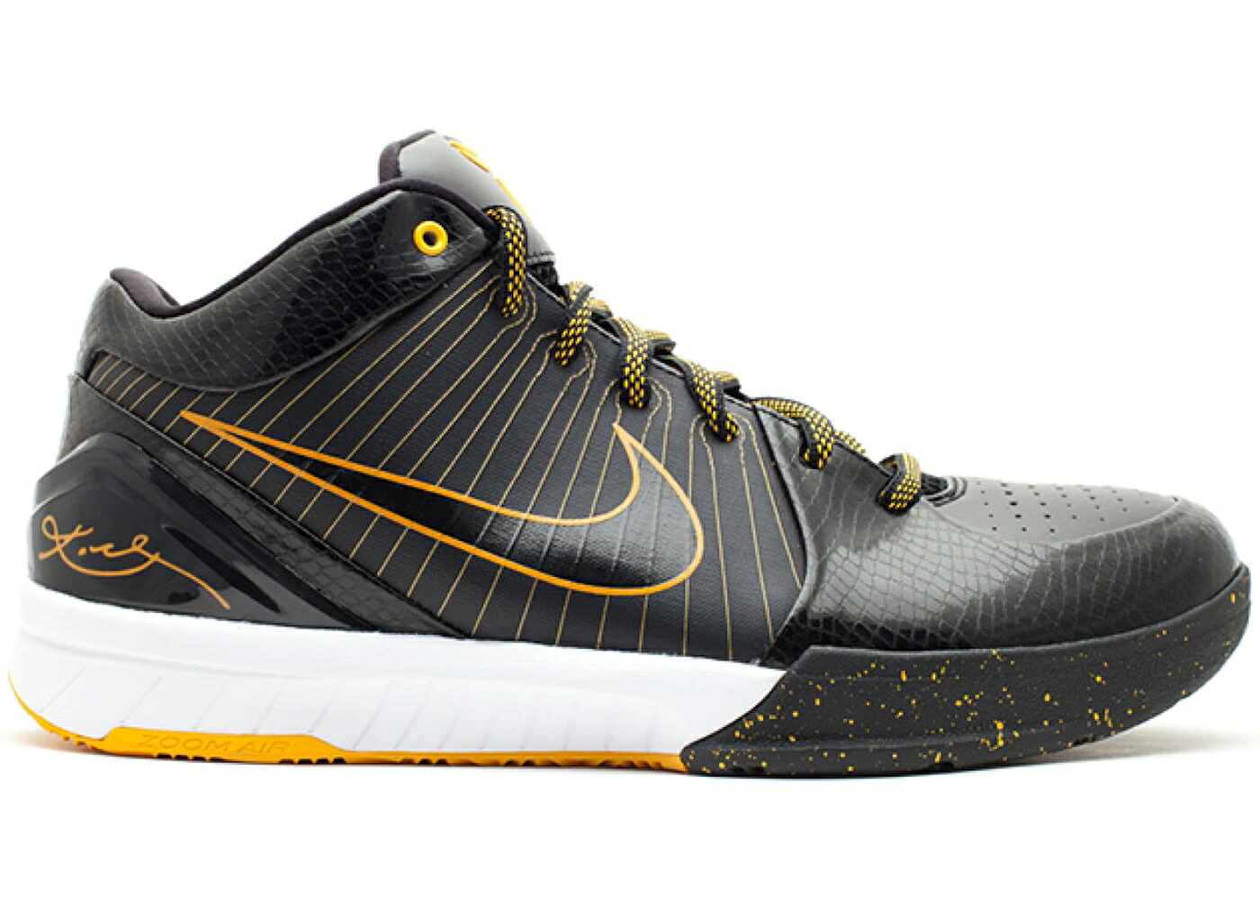 ナイキ コービー 黒色 ブラック 白色 ホワイト スニーカー メンズ NIKE KOBE 4 SPLATTER / BLACK BLACK WHITE DEL SOL