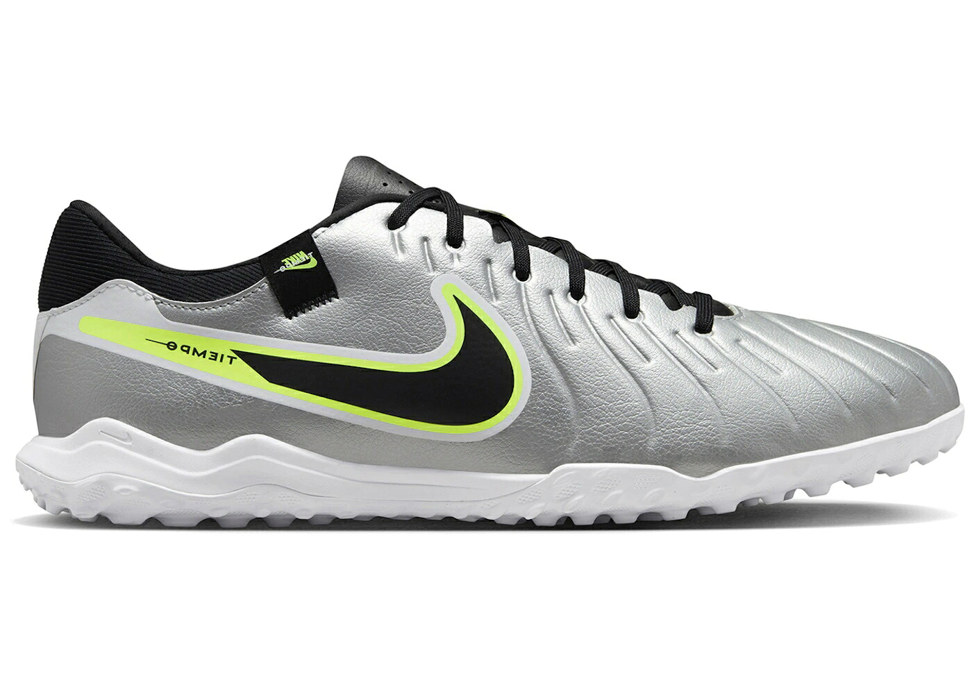 ナイキ ティエンポ レジェンド アカデミー 銀色 シルバー 黒色 ブラック スニーカー メンズ NIKE TIEMPO LEGEND 10 ACADEMY TF METALLIC SILVER VOLT BLACK / METALLIC SILVER VOLT BLACK