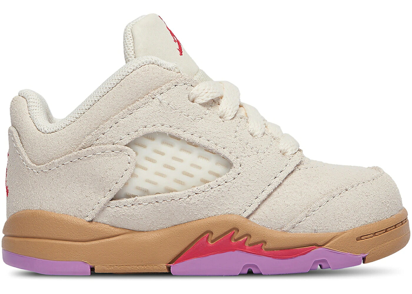 ナイキ ジョーダン 象牙色 核融合反応 赤 赤いこと \u0026 お坊っちゃん キッズ JORDAN 5 RETRO LOW PEANUT BUTTER JELLY (TD) / PALE IVORY FUSION RED DESERT