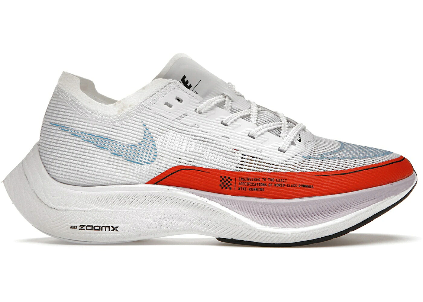 ナイキ 白いこと 白いこと レーザ 青味 青み 混雑時 橙 オレンジ色 NEXT% スニーカー レディース NIKE ZOOMX VAPORFLY 2 WHITE LASER BLUE RUSH ORANGE / WHITE LASER BLUE RUSH ORANGE
