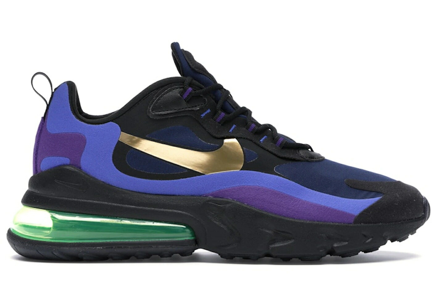 ナイキ マックス リアクト メタル 黒色 ブラック ディープ 青色 ブルー エアマックス スニーカー メンズ NIKE AIR MAX 270 REACT HEAVY METAL / BLACK DEEP ROYAL BLUE HYPER