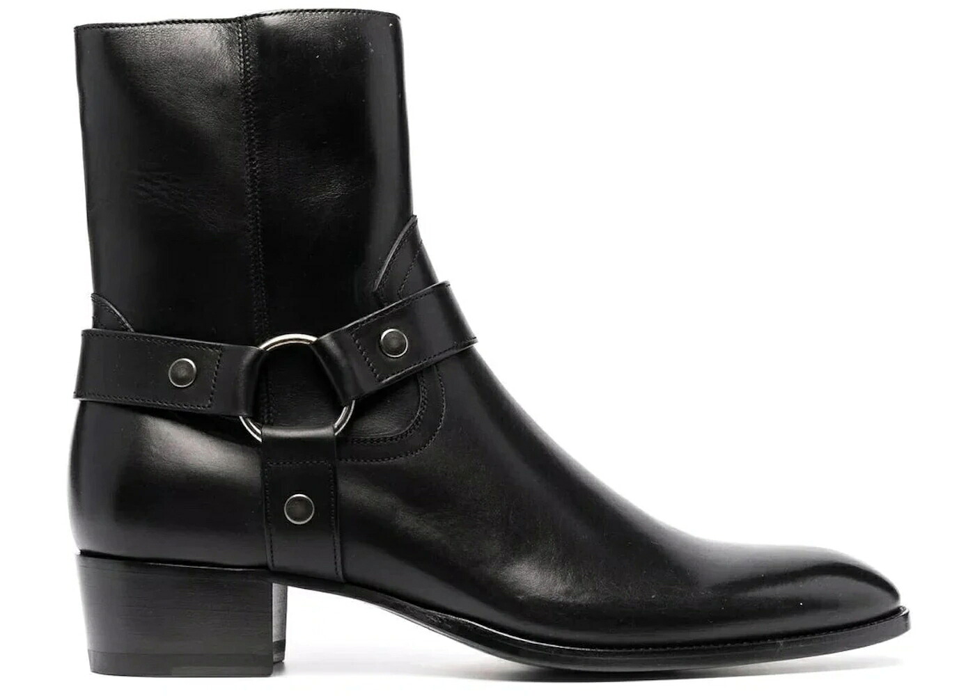 サンローラン ブーツ 黒色 ブラック スムース レザー スニーカー メンズ SAINT LAURENT SAINT LAURENT WYATT HARNESS BOOT BLACK SMOOTH LEATHER /｜スニケス