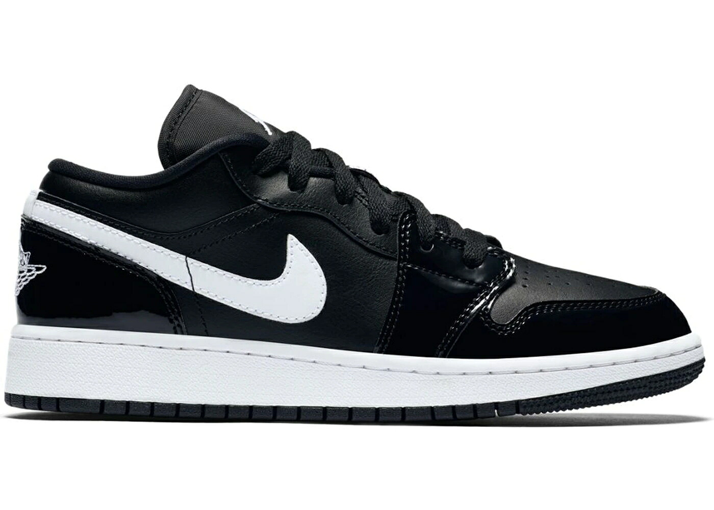 ナイキ ジョーダン 黒色 ブラック パテント 白色 ホワイト ジュニア キッズ JORDAN 1 LOW BLACK PATENT WHITE (GS) / BLACK WHITE WHITE ベビー マタニティ スニーカー|スニケス