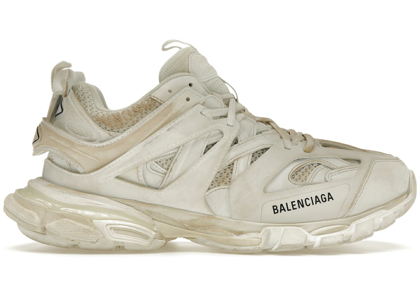 バレンシアガ トラック 白色 ホワイト ベージュ スニーカー メンズ BALENCIAGA TRACK WORN OUT IN WHITE / WHITE BEIGE