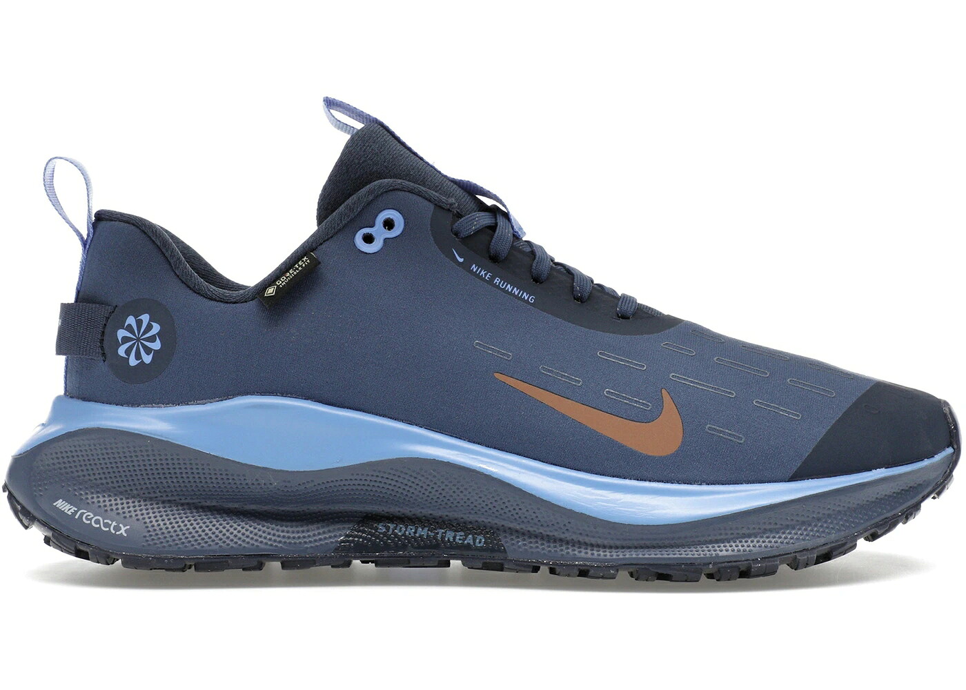 ナイキ リアクト ラン ゴアテックス サンダー 青色 ブルー 赤 レッド 銅 ブロンズ WOMEN'S スニーカー レディース NIKE REACT INFINITY RUN 4 GORE-TEX THUNDER BLUE DIFFUSED ROYAL PULSE METALLIC RED BRONZE (WOMEN'S) /