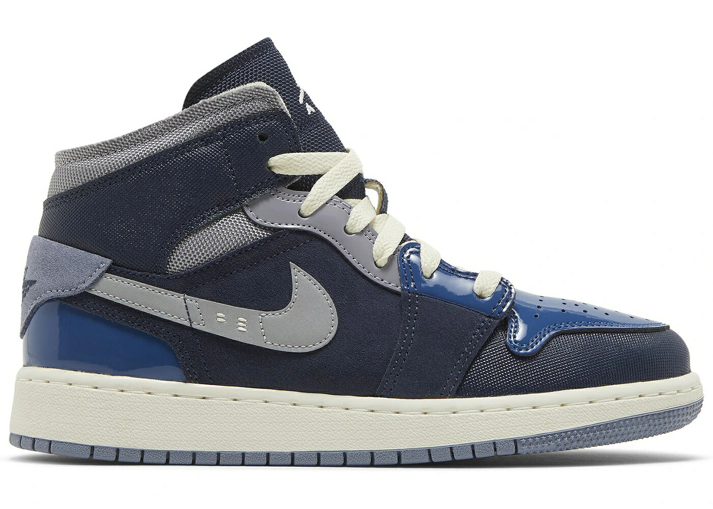 ナイキ ジョーダン ミッド 白色 ホワイト 青色 ブルー ジュニア キッズ JORDAN 1 MID SE CRAFT INSIDE OUT OBSIDIAN (PS) / OBSIDIAN WHITE FRENCH BLUE ASHEN ベビー マタニティ スニーカー