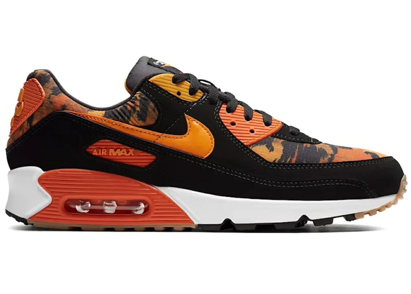 ナイキ マックス 橙 オレンジ カモ柄 黒色 ブラック 白色 ホワイト エアマックス スニーカー メンズ NIKE AIR MAX 90 STARFISH ORANGE CAMO / BLACK KUMQUAT STARFISH WHITE｜スニケス