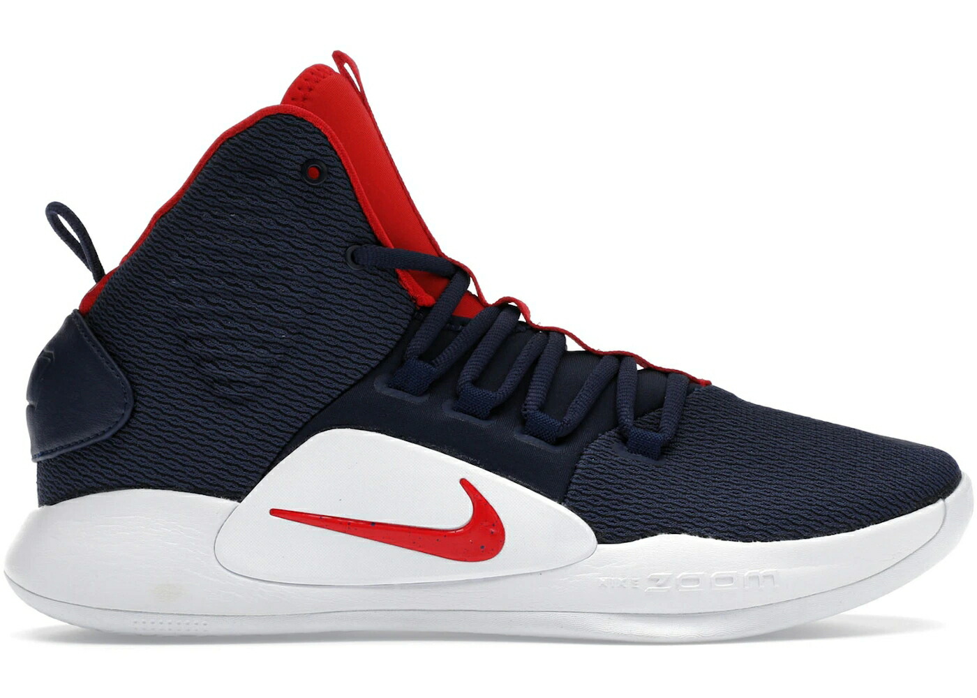 ナイキ ハイパーダンク 紺色 ネイビー 赤 レッド スニーカー メンズ NIKE HYPERDUNK X USA / MIDNIGHT NAVY UNIVERSITY RED