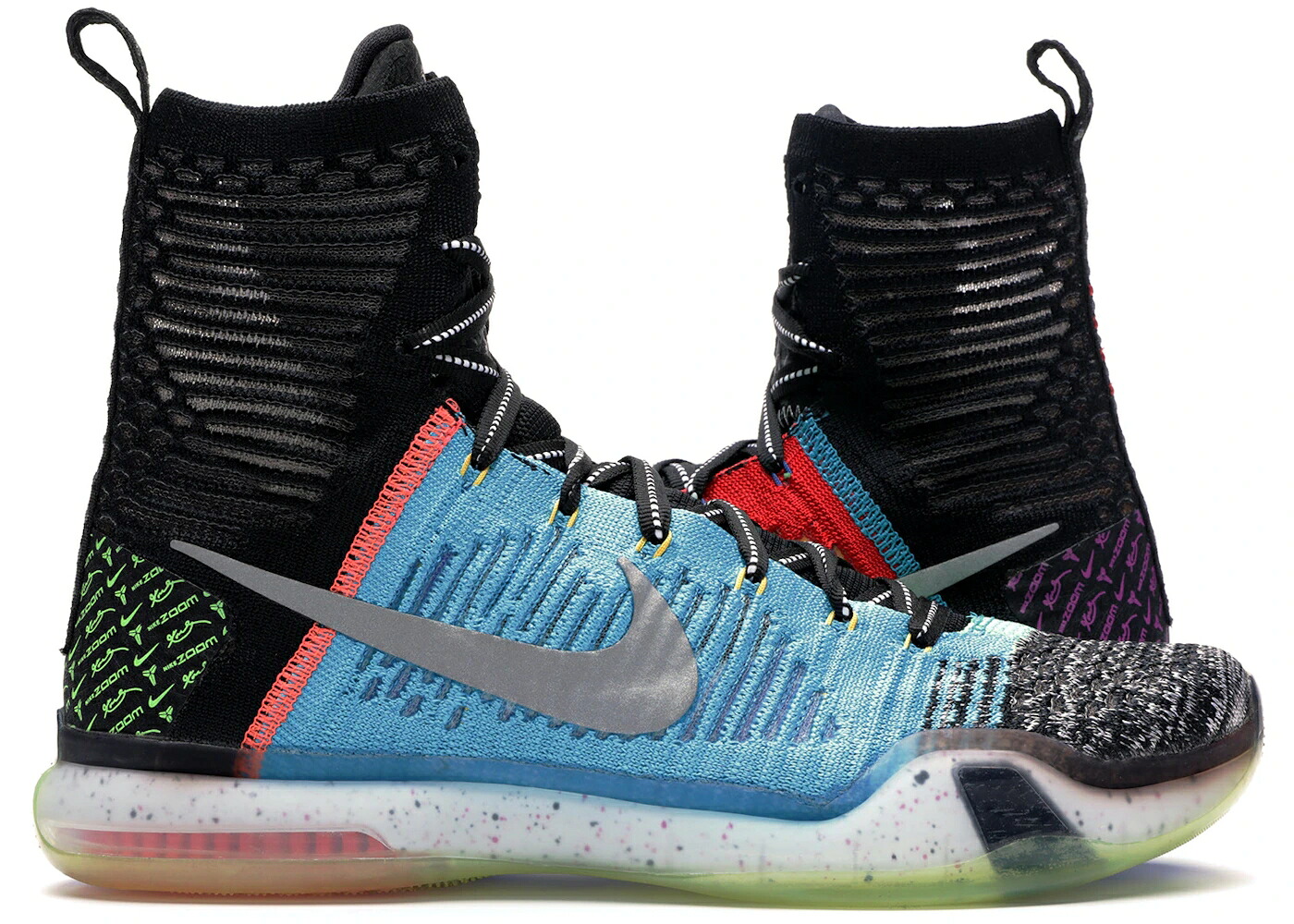 ナイキ コービー エリート ご機嫌 しろがね色 しろがね色 スニーカー メンズ NIKE KOBE 10 ELITE HIGH WHAT THE / MULTI COLOR REFLECTIVE SILVER