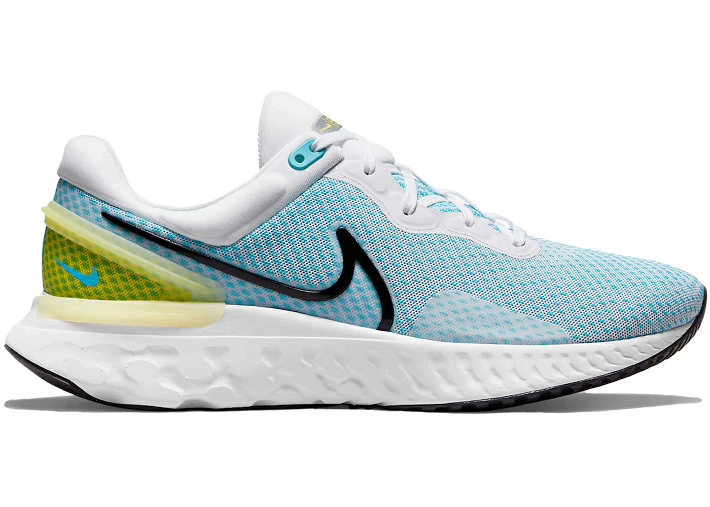 ナイキ リアクト 白色 ホワイト 青色 ブルー スニーカー メンズ NIKE REACT MILER 3 WHITE CHLORINE VIVID SULFUR / WHITE CHLORINE BLUE VIVID SULFUR｜スニケス