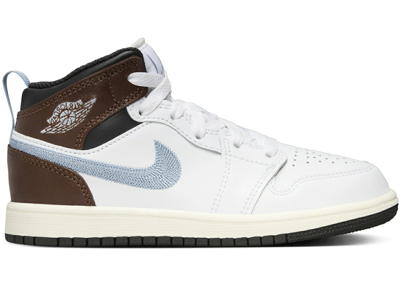 ナイキ ジョーダン ミッド 白色 ホワイト 黒色 ブラック 青色 ブルー 灰色 グレー ジュニア キッズ JORDAN 1 MID SE WHITE BLACK SAIL BLUE GREY (PS) / WHITE BLACK SAIL BLUE GREY ベビー マタニティ スニー