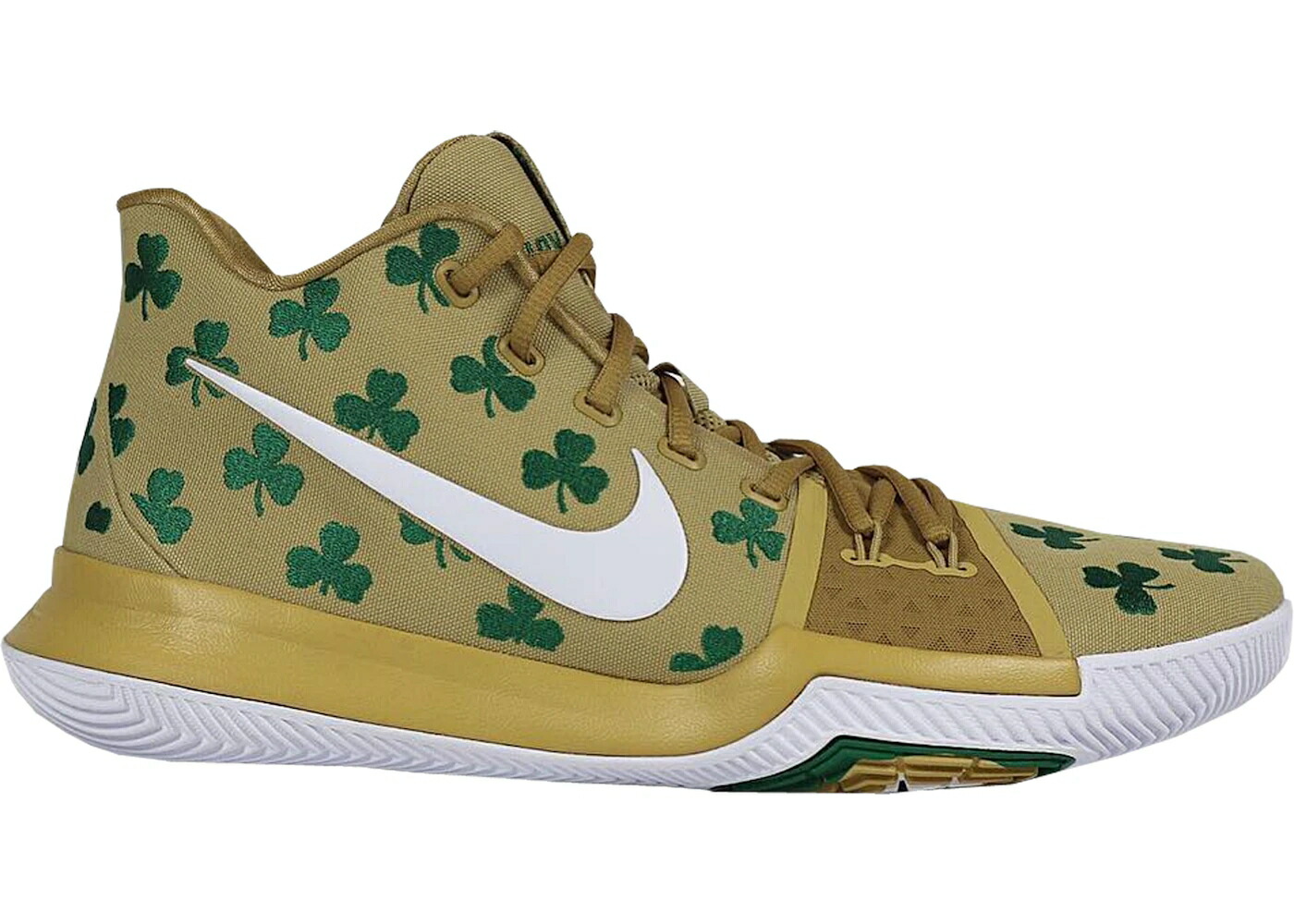 ナイキ カイリー クラブ ゴールド 白色 ホワイト スニーカー メンズ NIKE KYRIE 3 LUCK / CLUB GOLD WHITE CLOVER