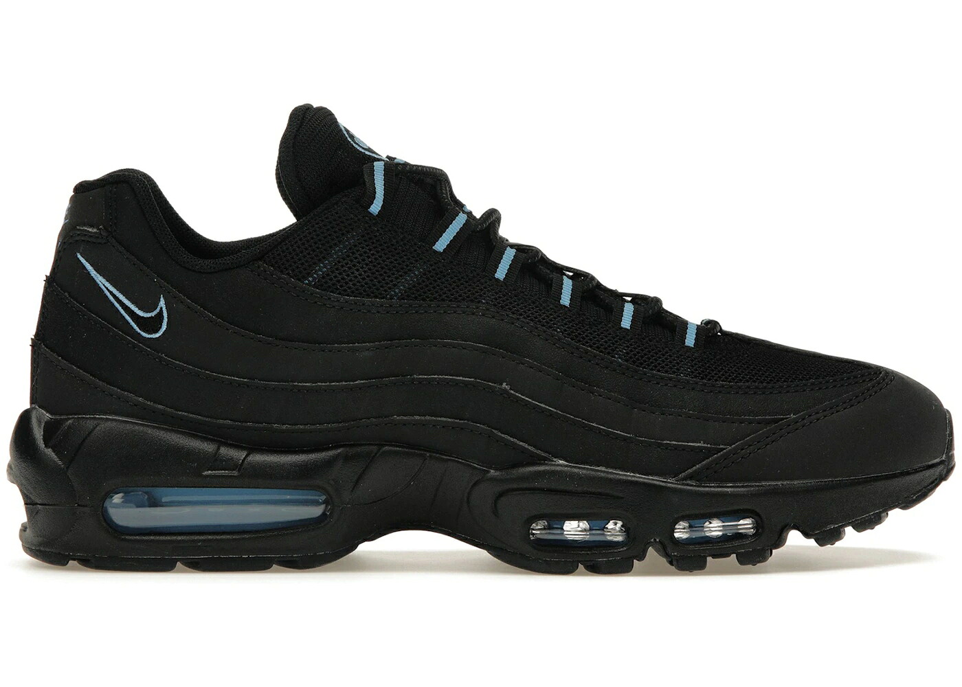 ナイキ マックス 黒色 ブラック 青色 ブルー エアマックス スニーカー メンズ NIKE AIR MAX 95 BLACK UNIVERSITY BLUE / BLACK ANTHRACITE UNIVERSITY BLUE｜スニケス