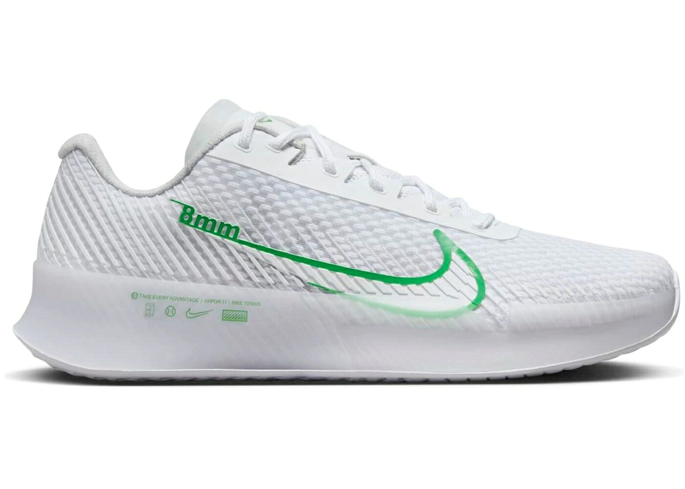 ナイキ 厚地の外套 望遠レンズ 白いこと 白いこと 緑 緑であること スニーカー メンズ NIKE COURT AIR ZOOM VAPOR 11 HC WHITE KELLY GREEN / WHITE KELLY GREEN
