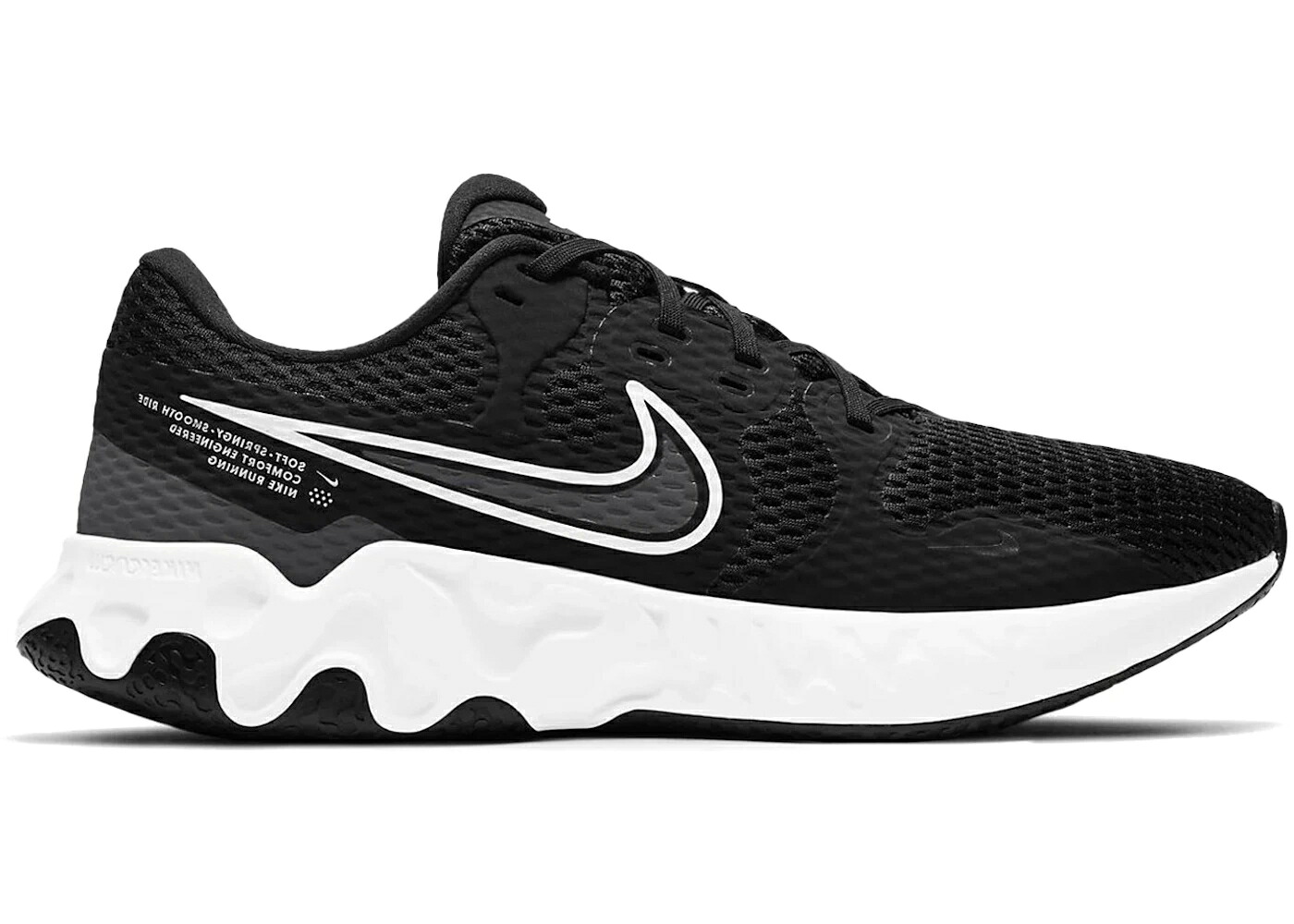 ナイキ 黒色 ブラック 白色 ホワイト 灰色 グレー スニーカー メンズ NIKE RENEW RIDE 2 BLACK WHITE / BLACK DARK SMOKE GREY WHITE