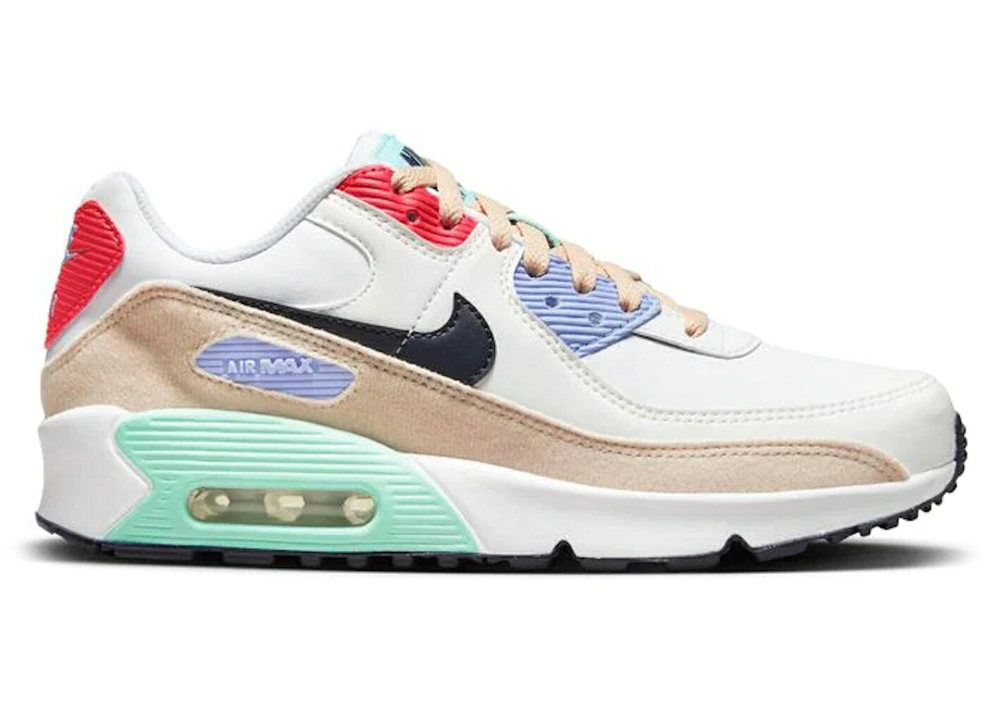 ナイキ マックス レザー 白色 ホワイト エアマックス ジュニア キッズ NIKE AIR MAX 90 LEATHER PATCHES (GS) / WHITE SANDDRIFT COBALT BLISS ベビー マタニティ スニーカー|スニケス