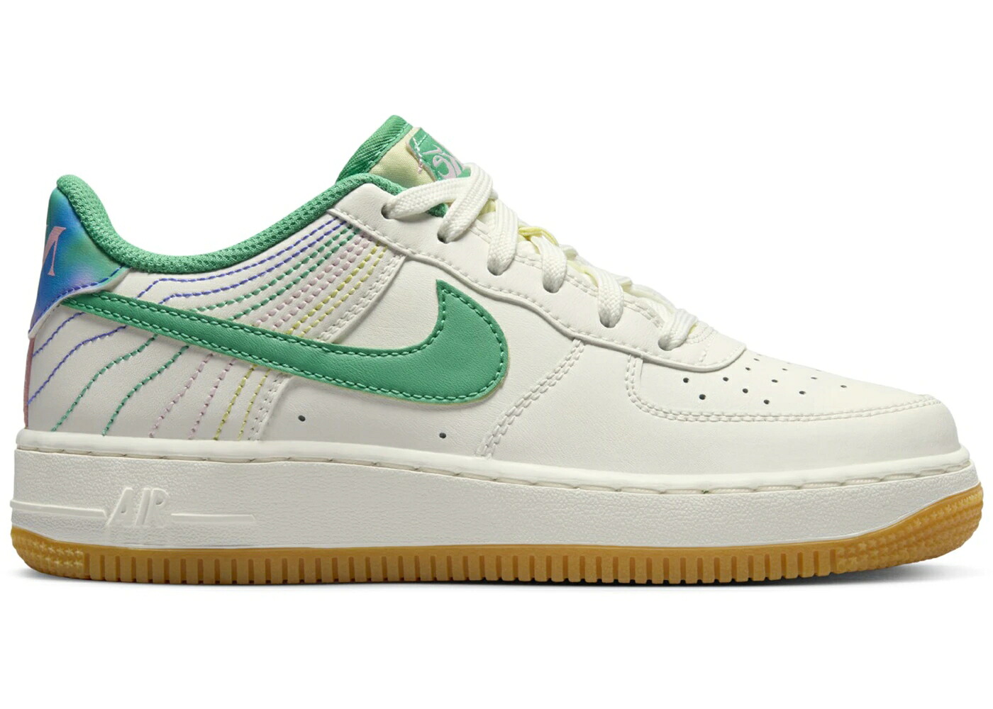ナイキ 踵 競技場 緑 緑であること サクラ色 空軍 御坊っちゃん キッズ NIKE AIR FORCE 1 LOW LV8 3 HEEL STITCH SAIL STADIUM GREEN (GS) / SAIL STADIUM GREEN MED SOFT PINK もの言う花 マタニティ スニーカー キッズファッション-靴