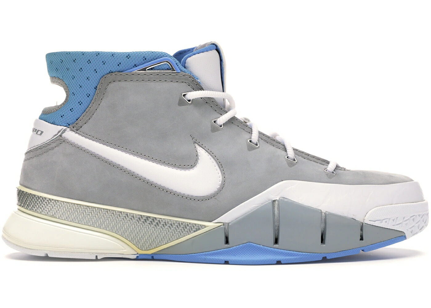 ナイキ コービー 灰色 グレー 白色 ホワイト 青色 ブルー スニーカー メンズ NIKE KOBE 1 MPLS / FLINT GREY WHITE UNIVERSITY BLUE