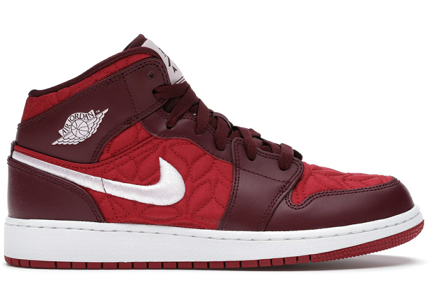 ナイキ ジョーダン ミッド 赤 レッド キルト 白色 ホワイト ピンク ジュニア キッズ JORDAN 1 MID SE RED QUILT (GS) / GYM RED DARK BEETROOT WHITE PINK ベビー マタニティ スニーカー